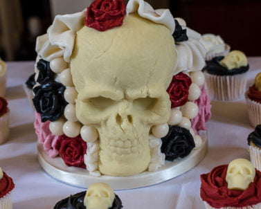 Unusual wedding cake for Greg & Gemma wedding day supplied music by Party DJ Cornwall.