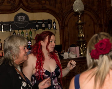 Gemma enjoying the tunes with guests and party DJ Cornwall.