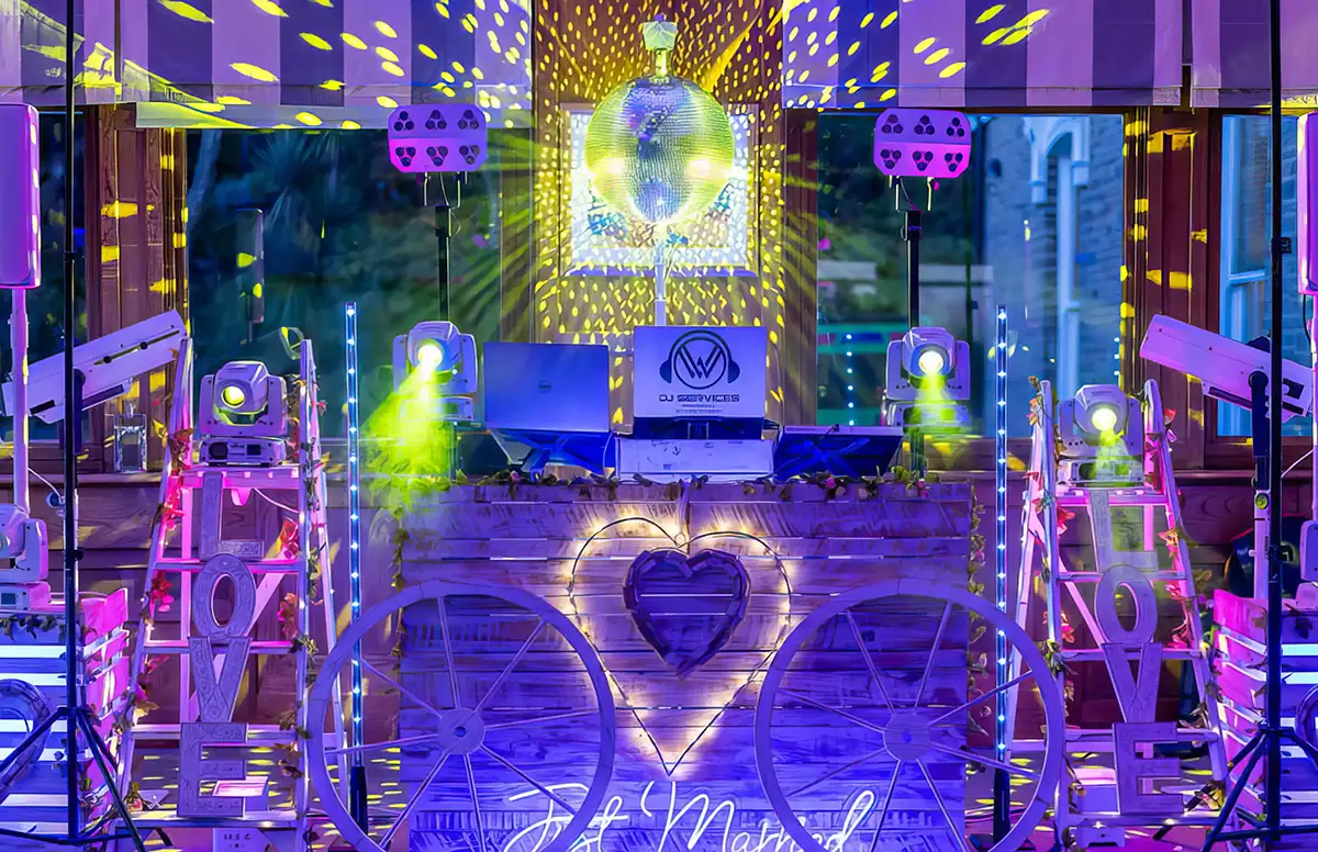 DJ Mirror Ball with DJ Booth and Light show